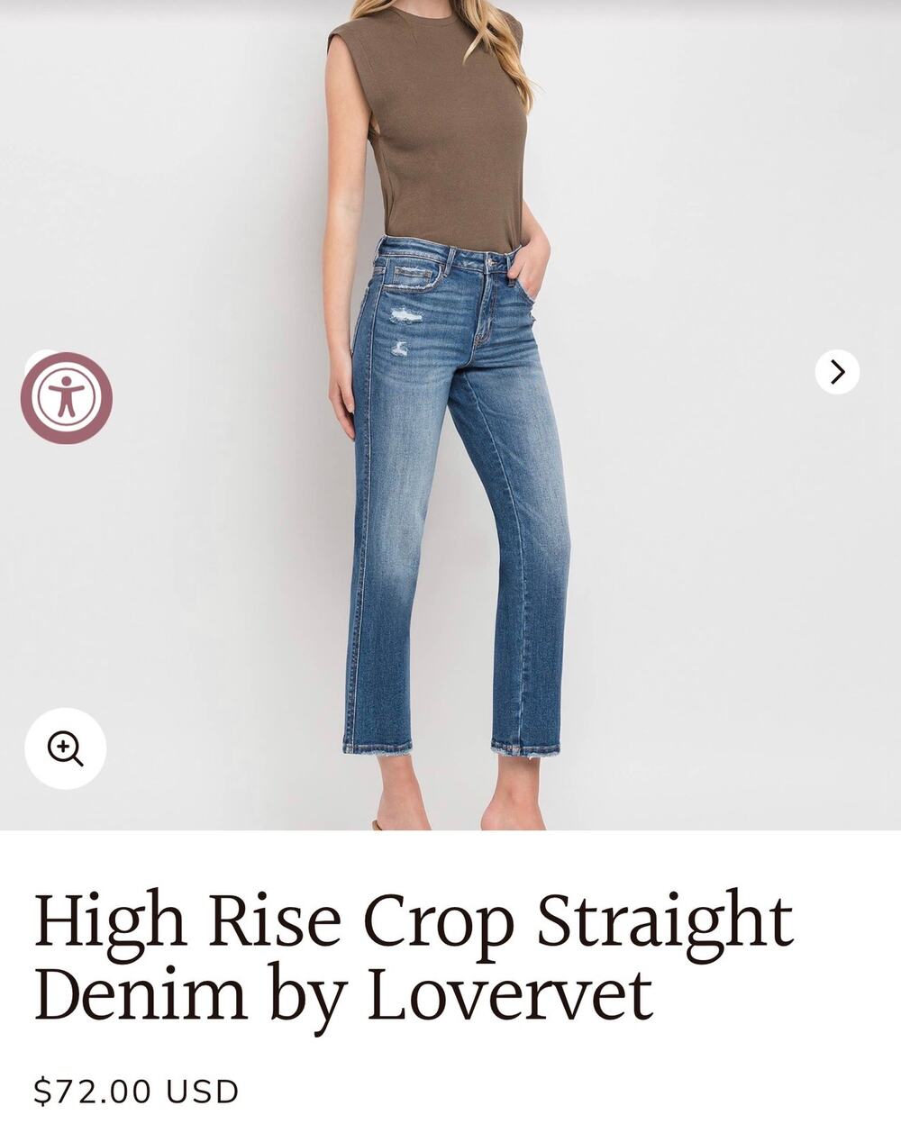 High Rise Crop Straight Denim by Lovervet